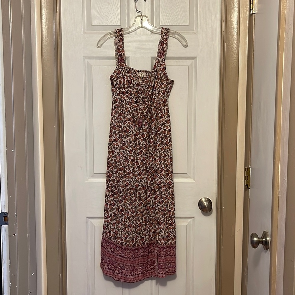 Floral print tie front midi